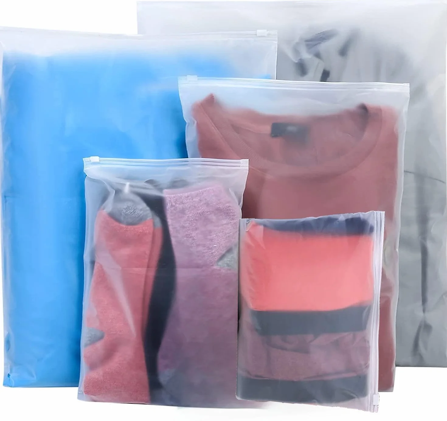 20 Szt. Przezroczyste Torby Organizery do Przechowywania, Wodoszczelne Torby na Ubrania Buty Kosmetyki, Zamykane na Zamek - 5 Rozmiarów (20-50cm)