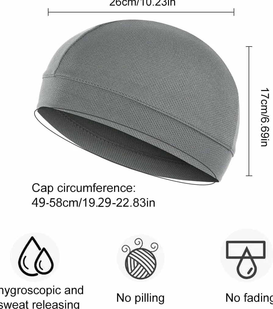 Czapka rowerowa, ochrona przed promieniowaniem UV, czapka turystyczna, czapka z trupią czaszką, czapka sportowa, pod kask rowerowy, Czarny + Szary, M-L