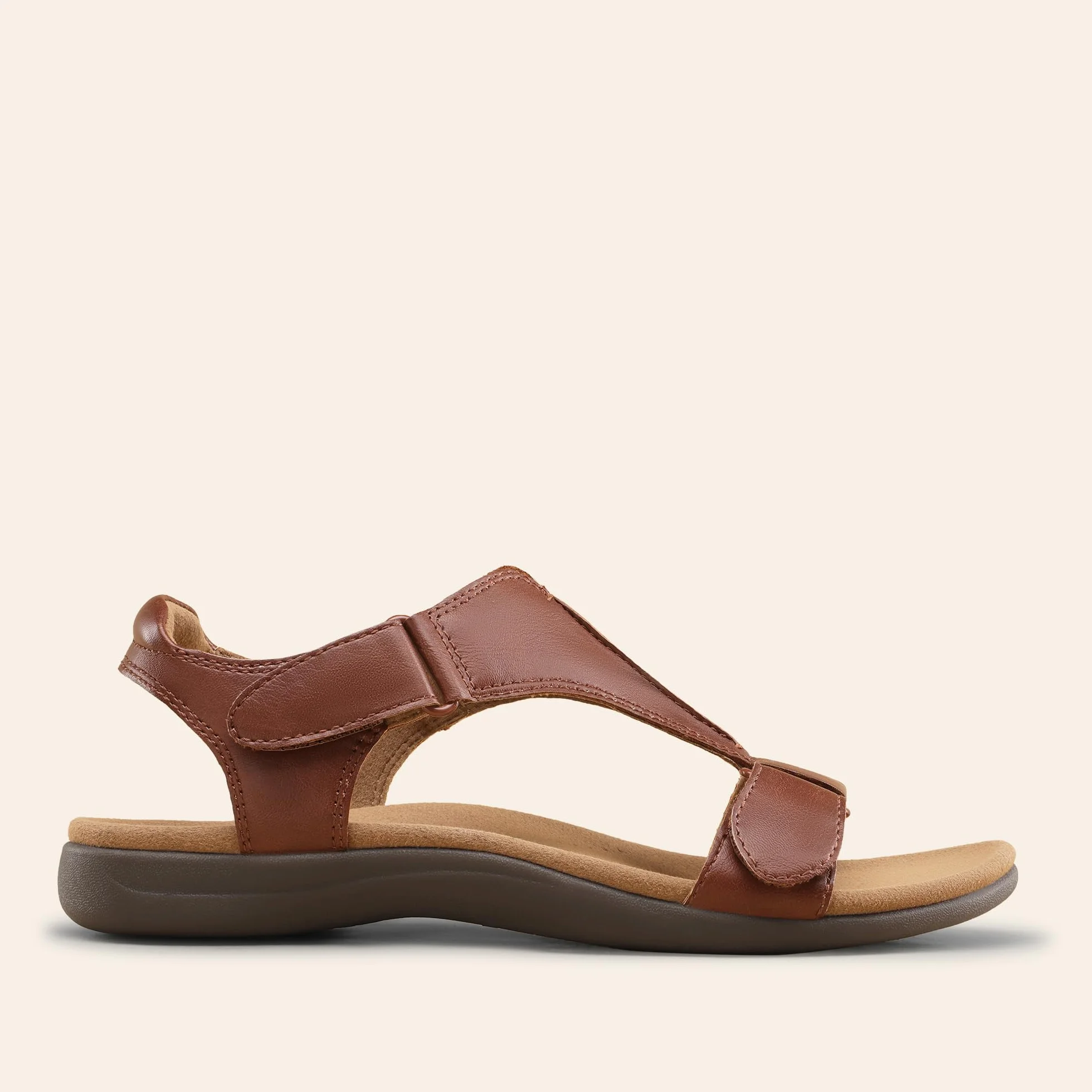 DREAM PAIRS Damskie sandały wsparcie łuku T-strap ortopedyczne płaskie sandały wygodne spacery plażowe letnie buty