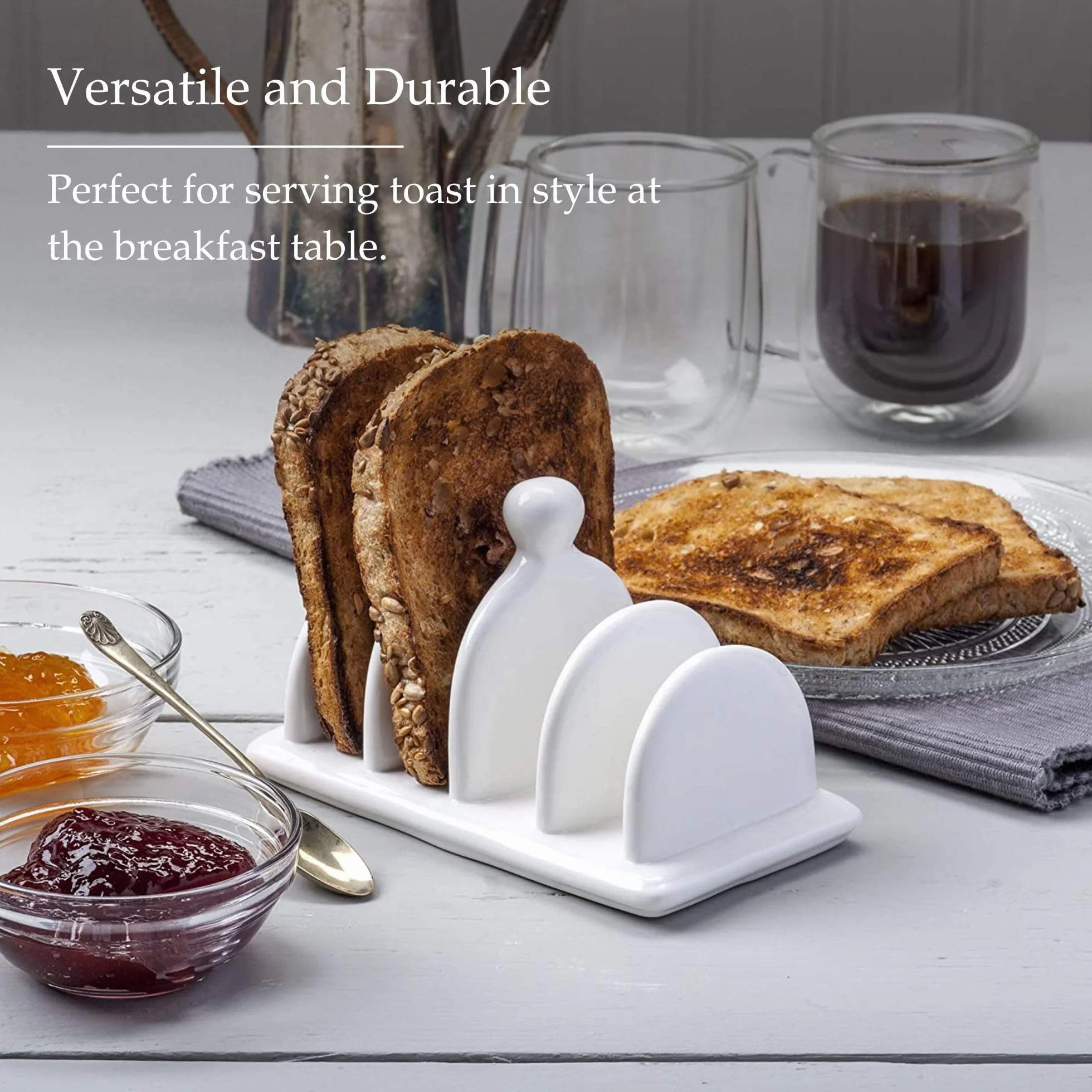 WM Bartleet & Sons 1750 T304 tradycyjny stojak na tosty z porcelany 4 otwory biały