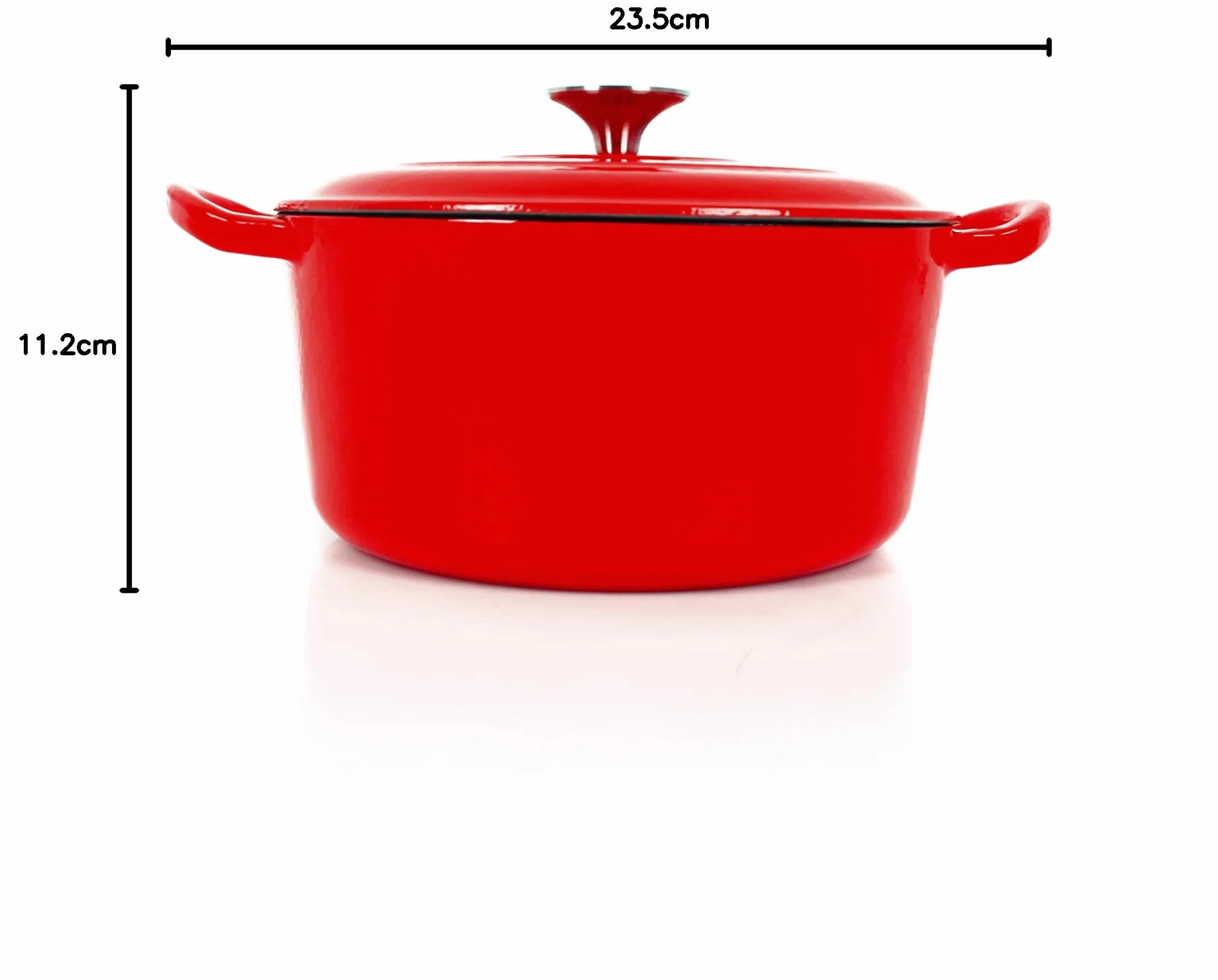 Echtwerk Cast Iron Dutch Oven with Enamel Coating, Cast Iron Pot, Roasting Dish with Lid, Bread Baking Pot Round, Suitable for Oven, Grill, BBQ and Induction, Red, 3.5 L