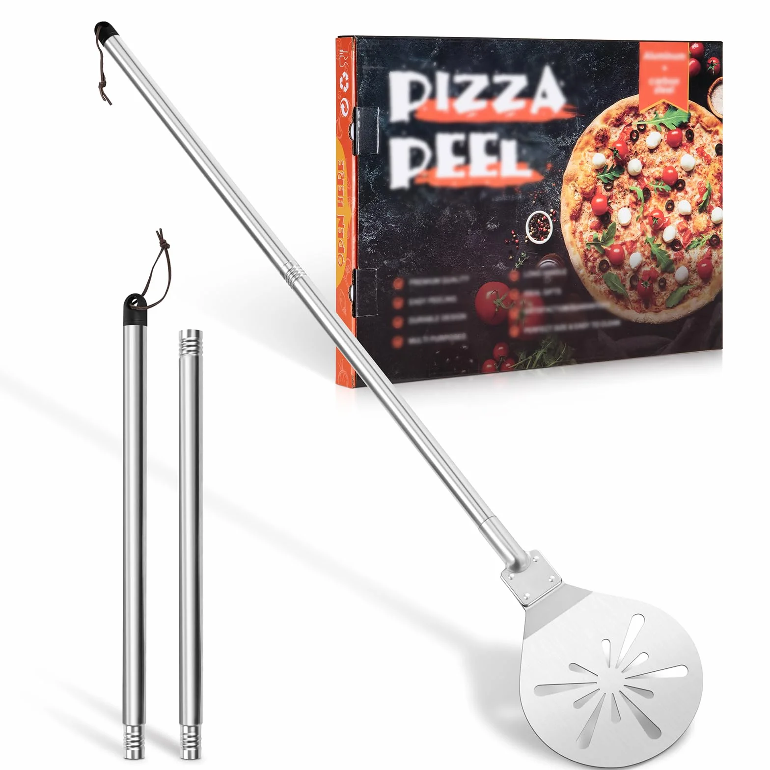 Homikit Perforowana Łopatka do Pizzy ze Stali Nierdzewnej 17,8 x 20,5 x 107 cm