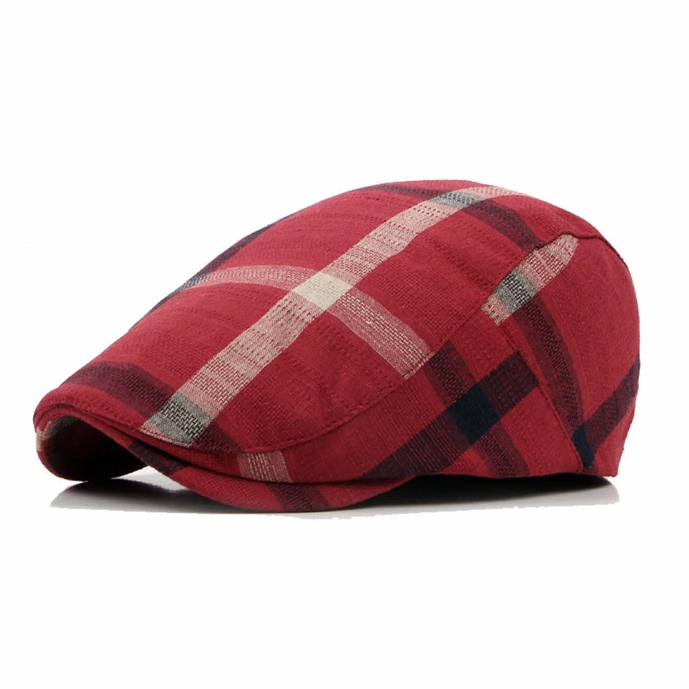 Męska Czapka Gatsby Newsboy Flat Cap Beret Wzór w kratę