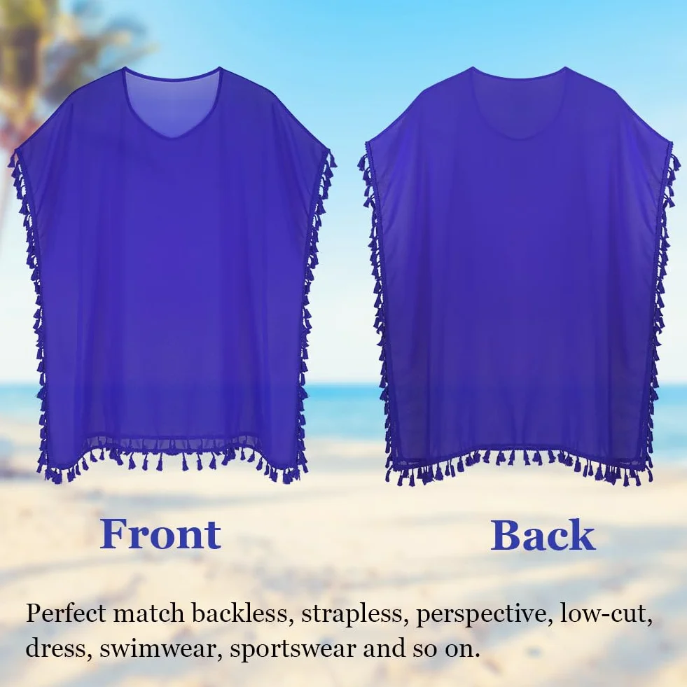 DiULi Bikini Cover up, koszule i zawijane damskie, sukienki plażowe, letnie szyfonowe szal, plastyczne, eleganckie koszule plażowe z frędzlami, luźny styl, lub kołnierz, jeden rozmiar