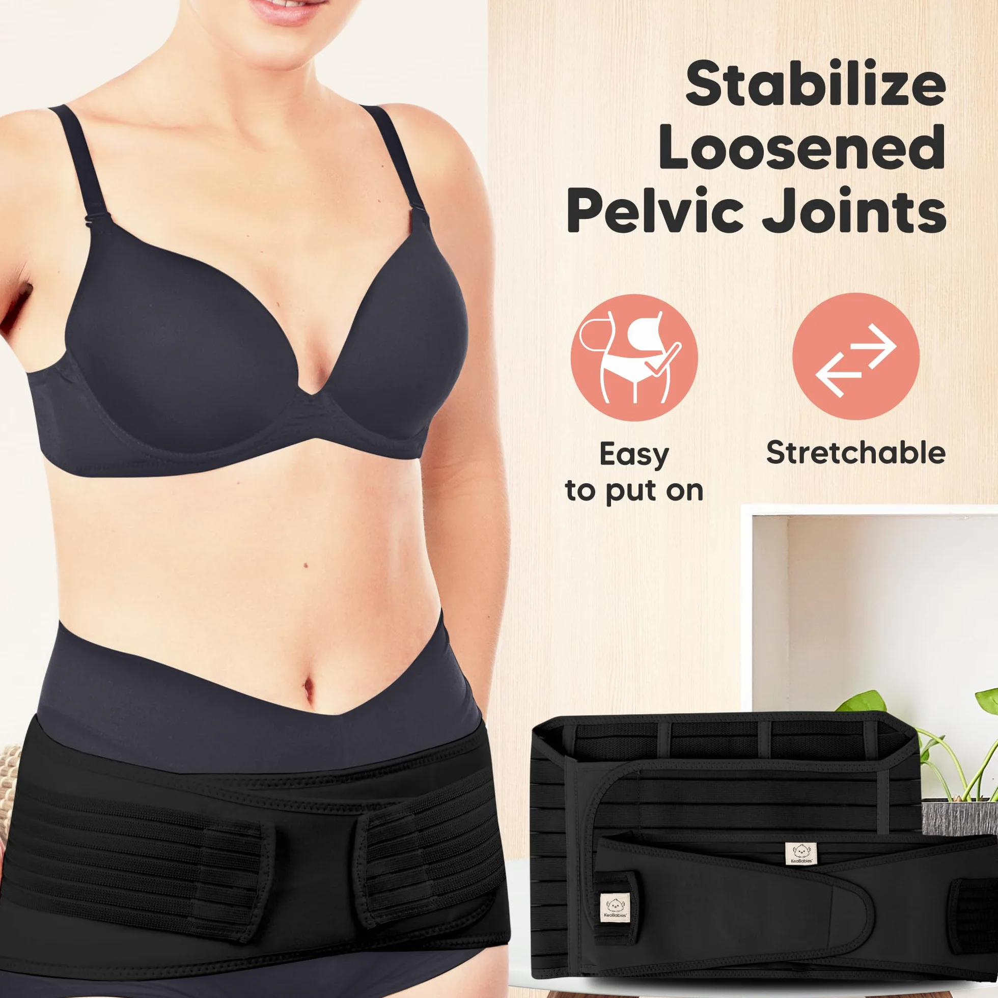 Opakowanie 3 w 1 - pas poporodowy, pas dla kobiet w ciąży - pasy damskie modelujące sylwetkę - pas shapewear One Size Czarny (Midnight Black)