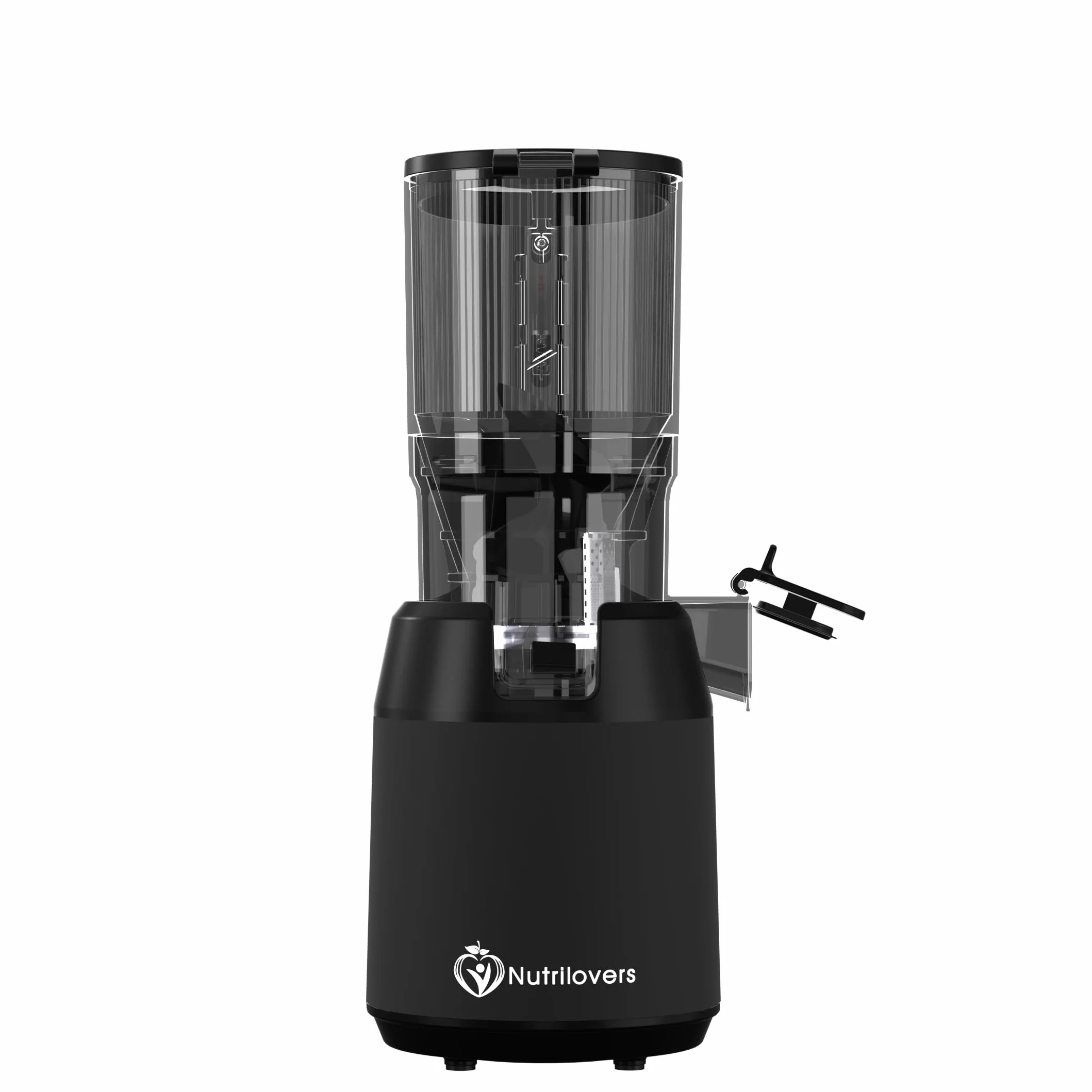 Nutrilovers Sokowirówka Slow Juicer NUTRI-PRESS MAX wyciskanie całych owoców otwór XXL 135 mm, bez BPA, zestaw z butelką