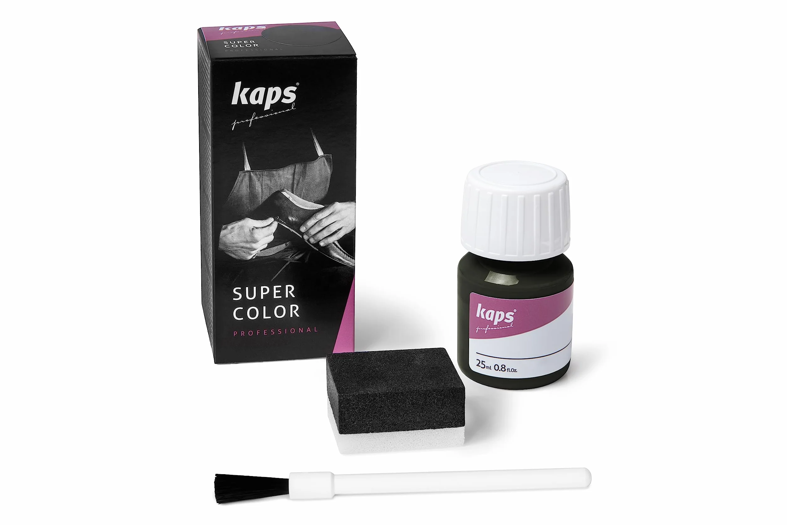 Kaps Super Color - Farba Do Skórzanych Butów i Toreb, z Gąbką i Pędzlem, 70 kolorów (147 - szara lawa)
