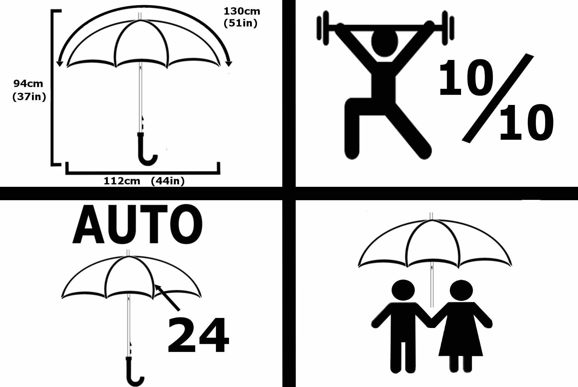 COLLAR AND CUFFS LONDON Wiatroodporny parasol żebrowy z 24 żebrami dla super wytrzymałości - 60 km/h bardzo mocny - trójwarstwowa wzmocniona rama z włókna szklanego - drewniany uchwyt haczykowy -