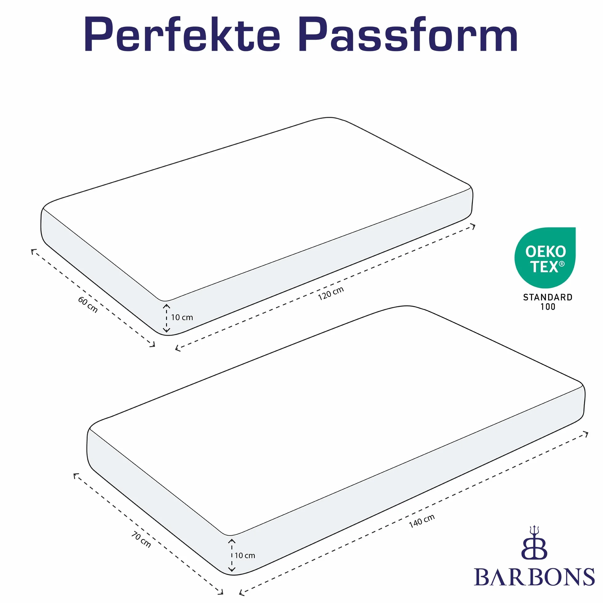 Barbons Prześcieradło z gumką do łóżeczka 100% bawełna jersey OEKO-TEX Standard 100 60x120cm 70x140cm