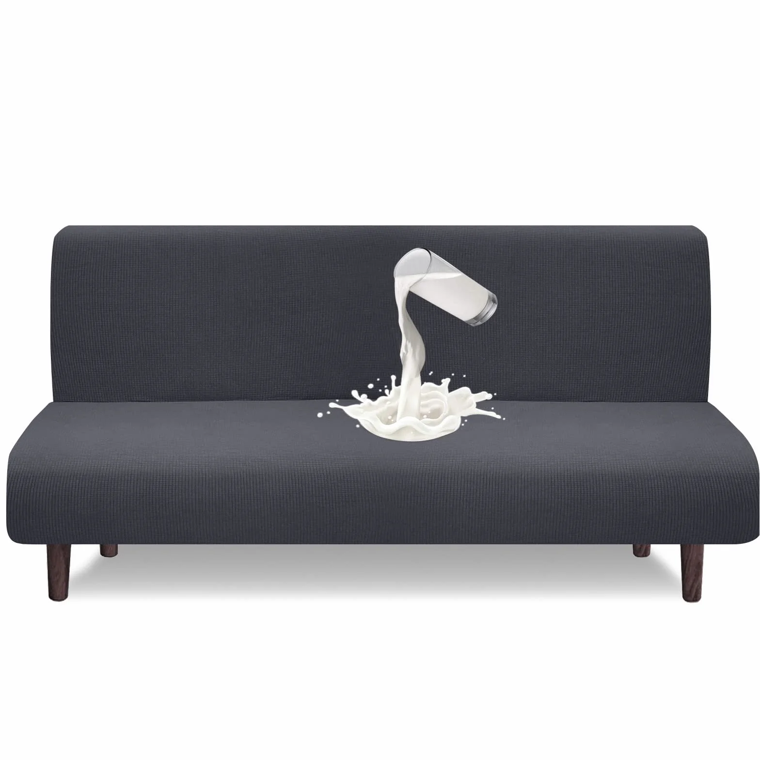 Granbest wodoodporna poszewka na futon bez podłokietników, wysoki stretch futon ochraniacz do składanego sofę do spania antypoślizgowy poszewka na sofę bez podłokietników (szary)