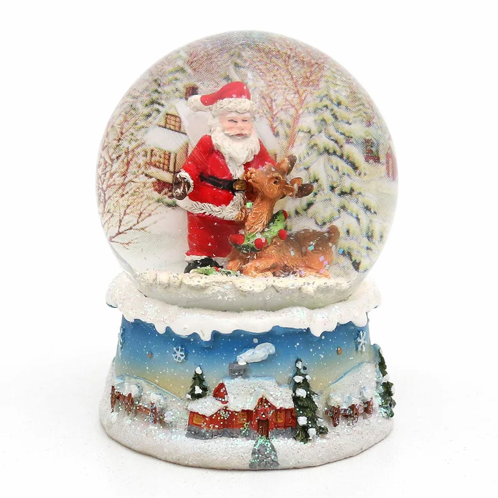 Dekohelden24 Kula śnieżna Santa z reniferem Ø 6,5 cm