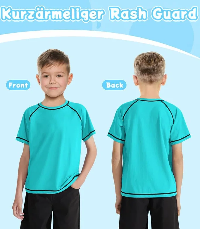Koszulka do pływania UV dla chłopców koszulka do pływania dla dzieci z krótkim rękawem Rash Guard T-shirt