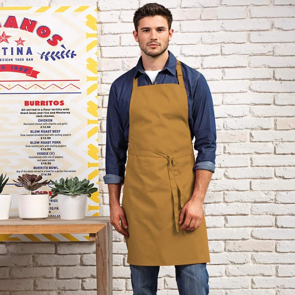 Premier Kolorowy fartuch na szelkach / odzież robocza, Czarny denim, Jeden rozmiar