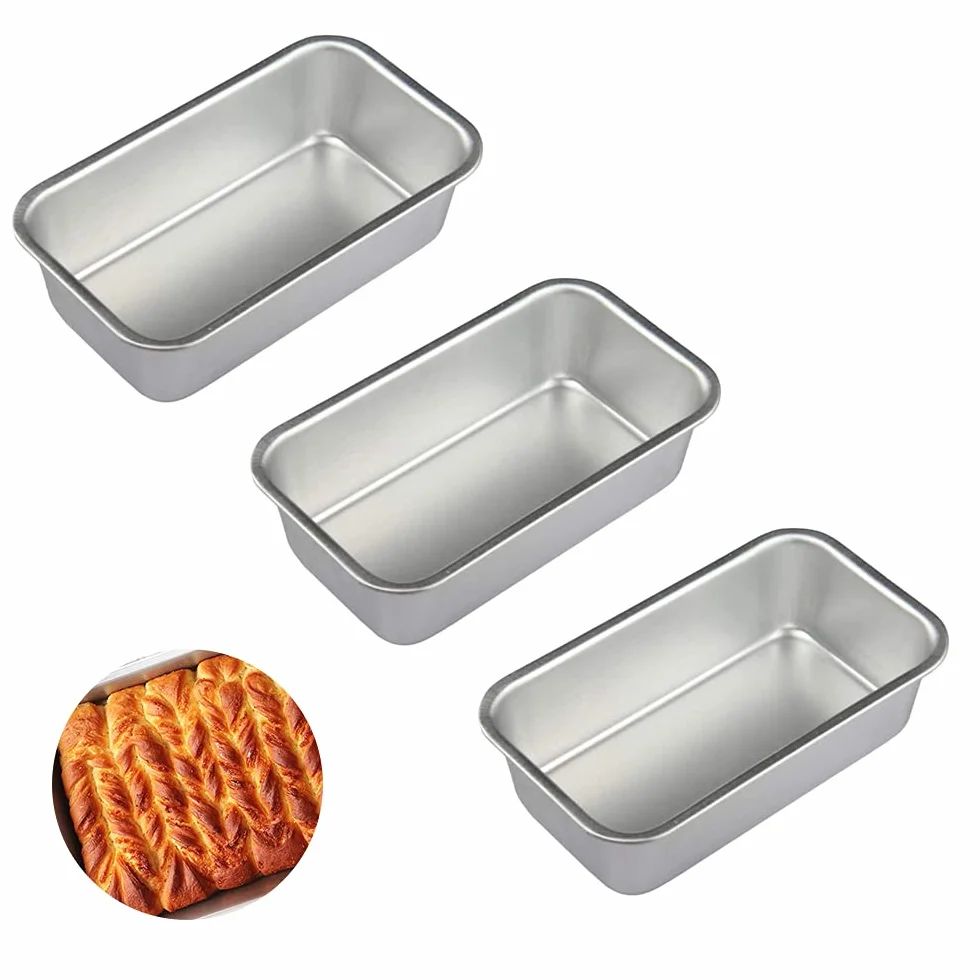 3 sztuki Prostokątne foremki do chleba, foremka do ciasta, nieprzywierająca, nietoksyczna, zdrowa, łatwa do czyszczenia, stop aluminium, do chleba, tostów (13,5 x 7,8 x 3,6 cm)