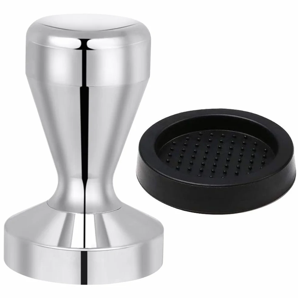 Vicloon Tamper do kawy, 51 mm, prasa do kawy espresso ze stali nierdzewnej z silikonową matą do ubijania
