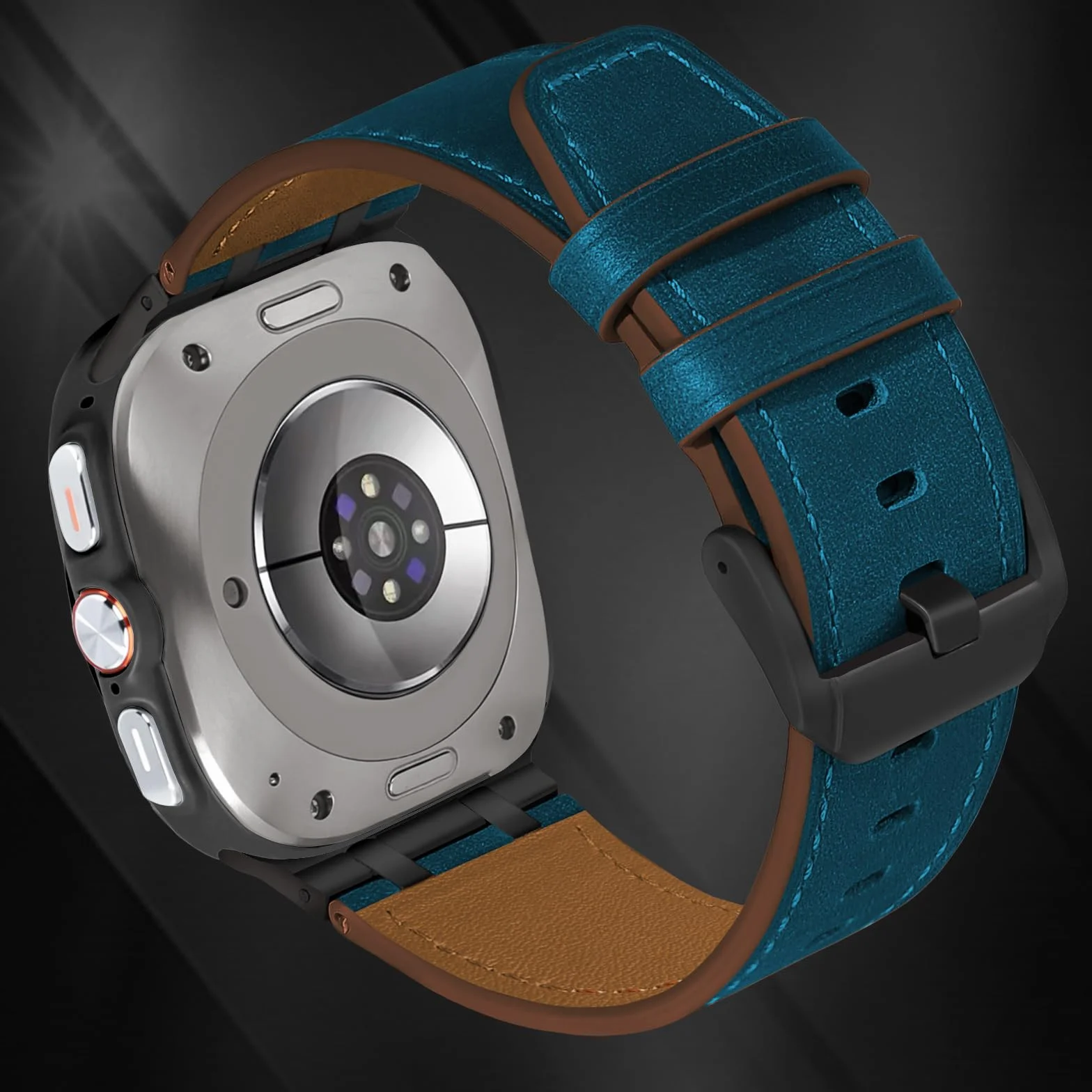 VeveXiao Skórzany pasek na nadgarstek, kompatybilny z zegarkiem Samsung Galaxy Watch 8 Classic 46 mm, wytrzymały pasek z prawdziwej skóry w stylu vintage, ekstra szerokość 26 mm, bransoletka do