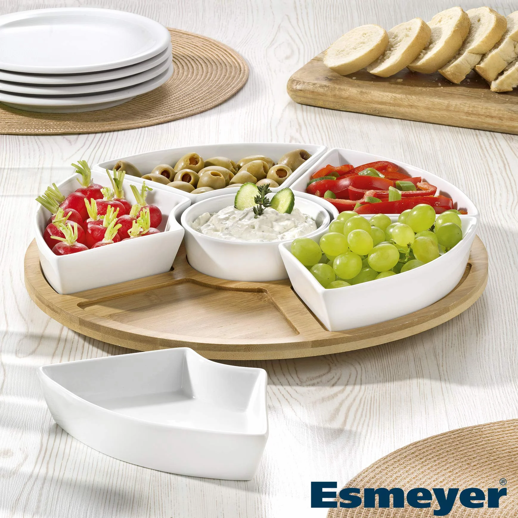 Esmeyer 302-060 Obrotowa Taca Biały 34 x 34 x 6.5 cm
