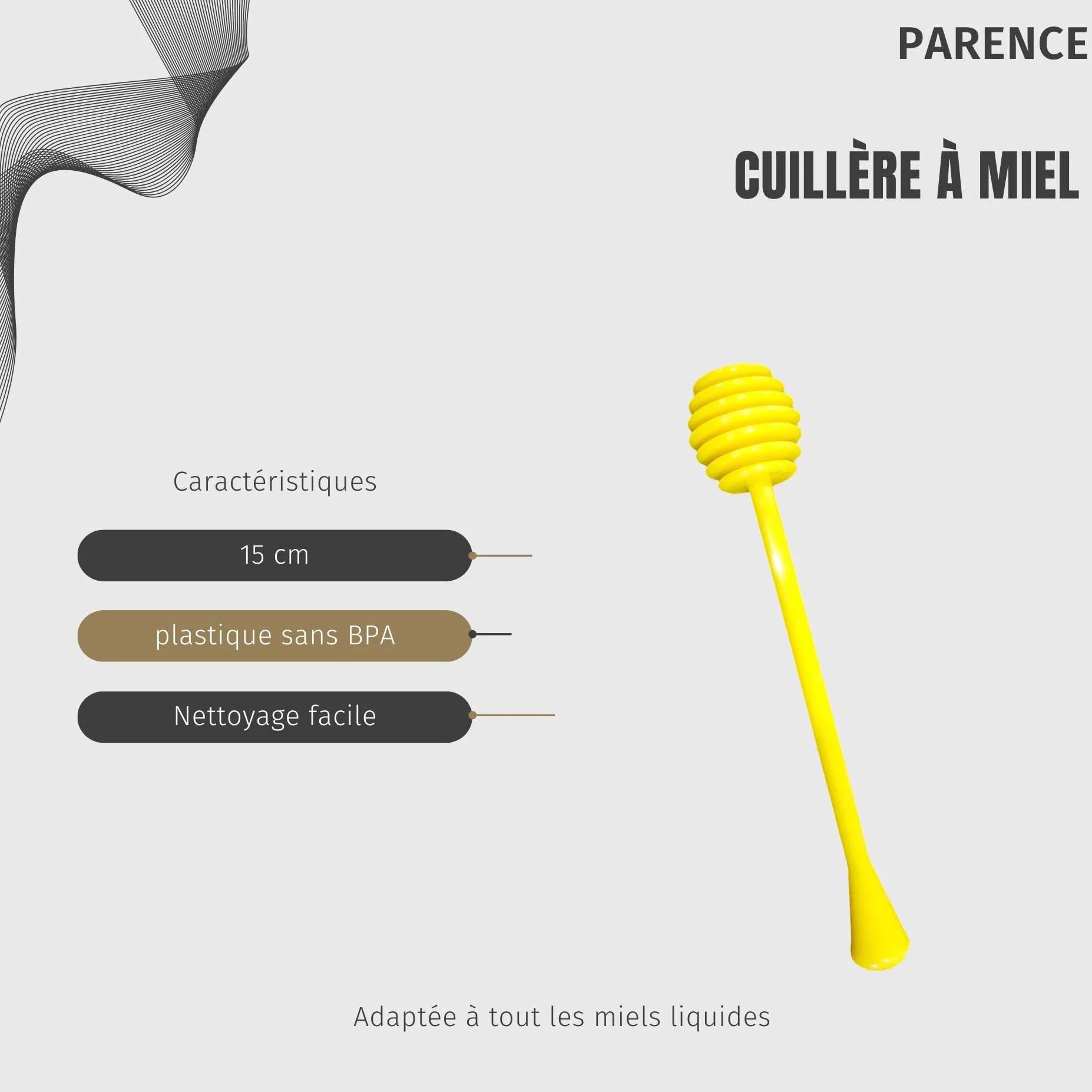 PARENCE.- Plastikowa łyżka do miodu - 15cm, akcesoria kuchenne, blender do miodu