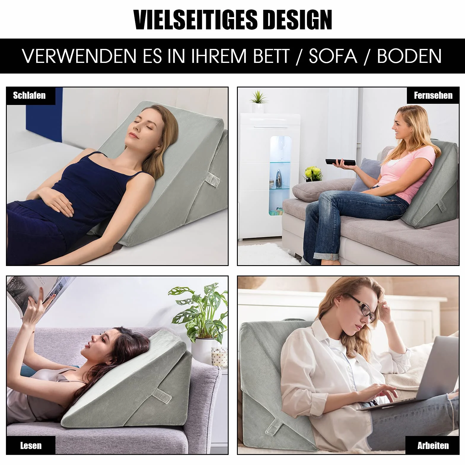 COSTWAY Poduszka klinowa z pianki memory, ergonomiczna, do czytania i pod plecy, pokrowiec zmywalny