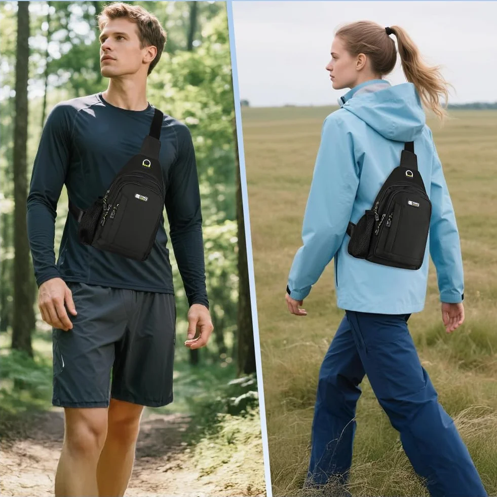 HOTUT Męski plecak crossbody, wielofunkcyjna torba antykradzieżowa, torba na ramię na ramię, męska torba na ramię, torba męska, torba na ramię na klatkę piersiową, do podróży, sportu i codziennego