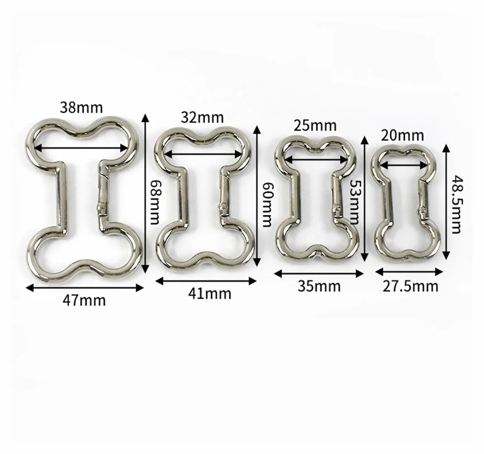 Klamry do torebek, 20 szt. Metalowa klamra z kością do zapięcia na pasek torby OD(Brass,38mm)