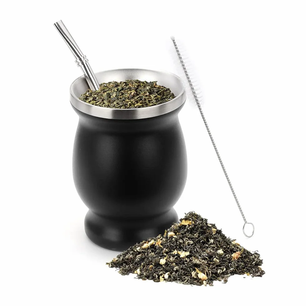 Piqiuqiu Yerba Mate kubek stal nierdzewna 230 ml podwójne ściany bez BPA