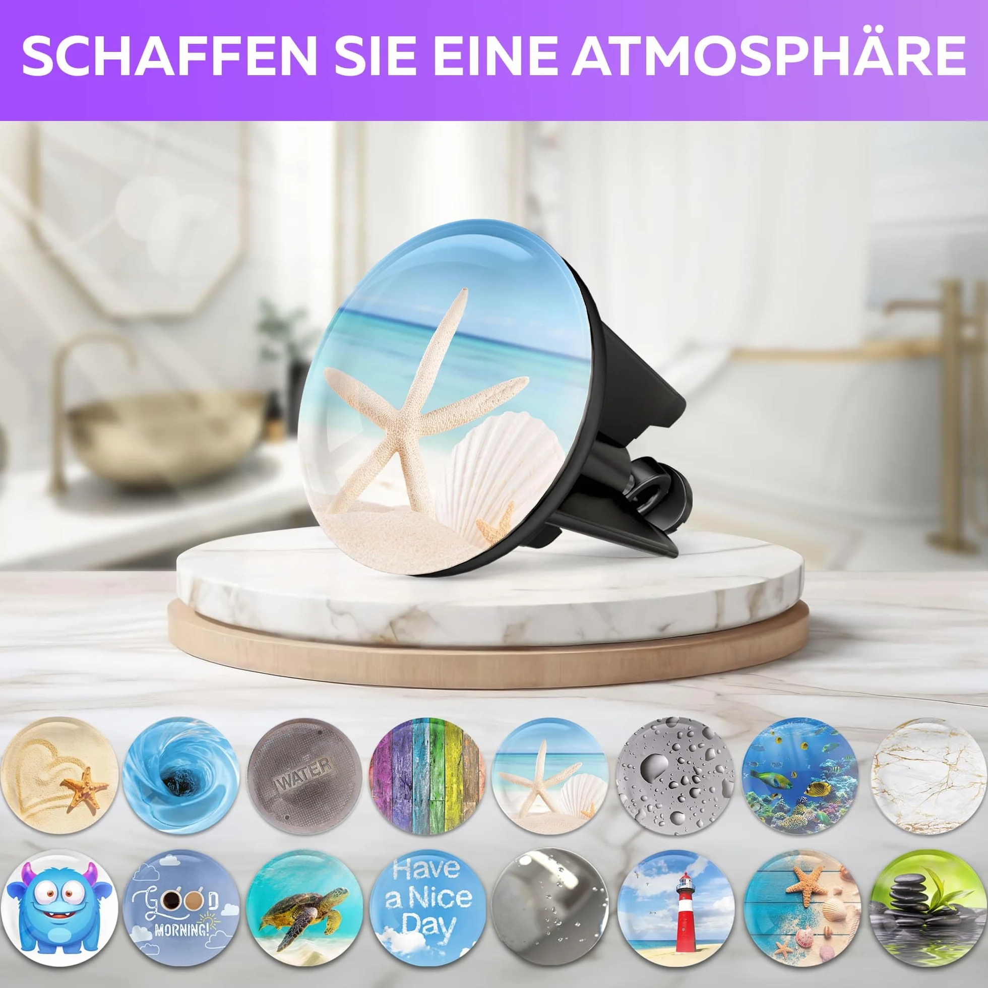 M. ROSENFELD HOME Korek do umywalki z motywem 40 mm – korek do zlewu z mosiądzu, korek mimośrodowy z regulacją wysokości, nierdzewny i szczelny – korek do umywalki i korka odpływowego
