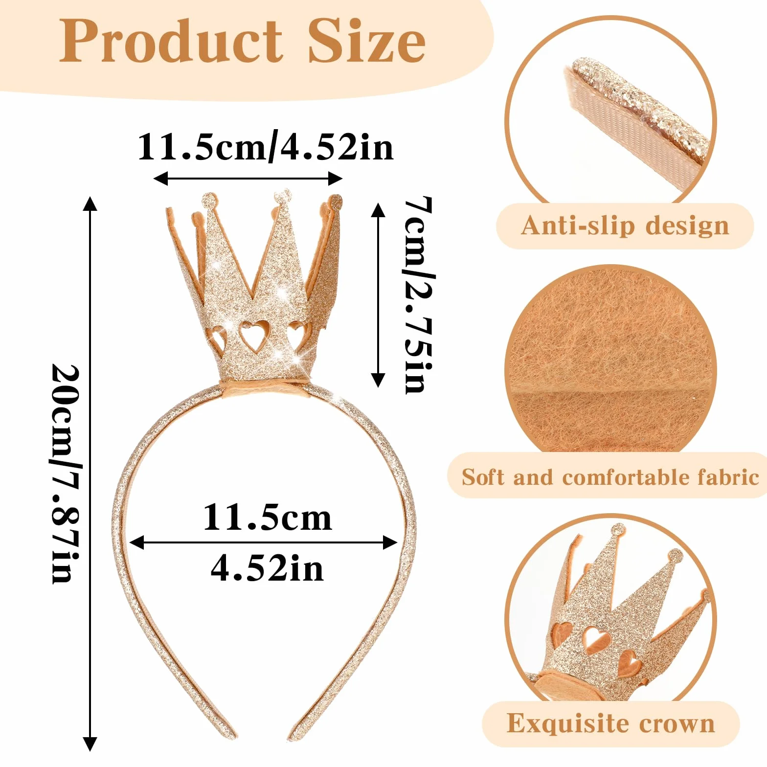 Opaski na głowę, wygodna opaska na głowę królowej serc księżniczka korona opaska na głowę kostium urodziny festiwal akcesoria