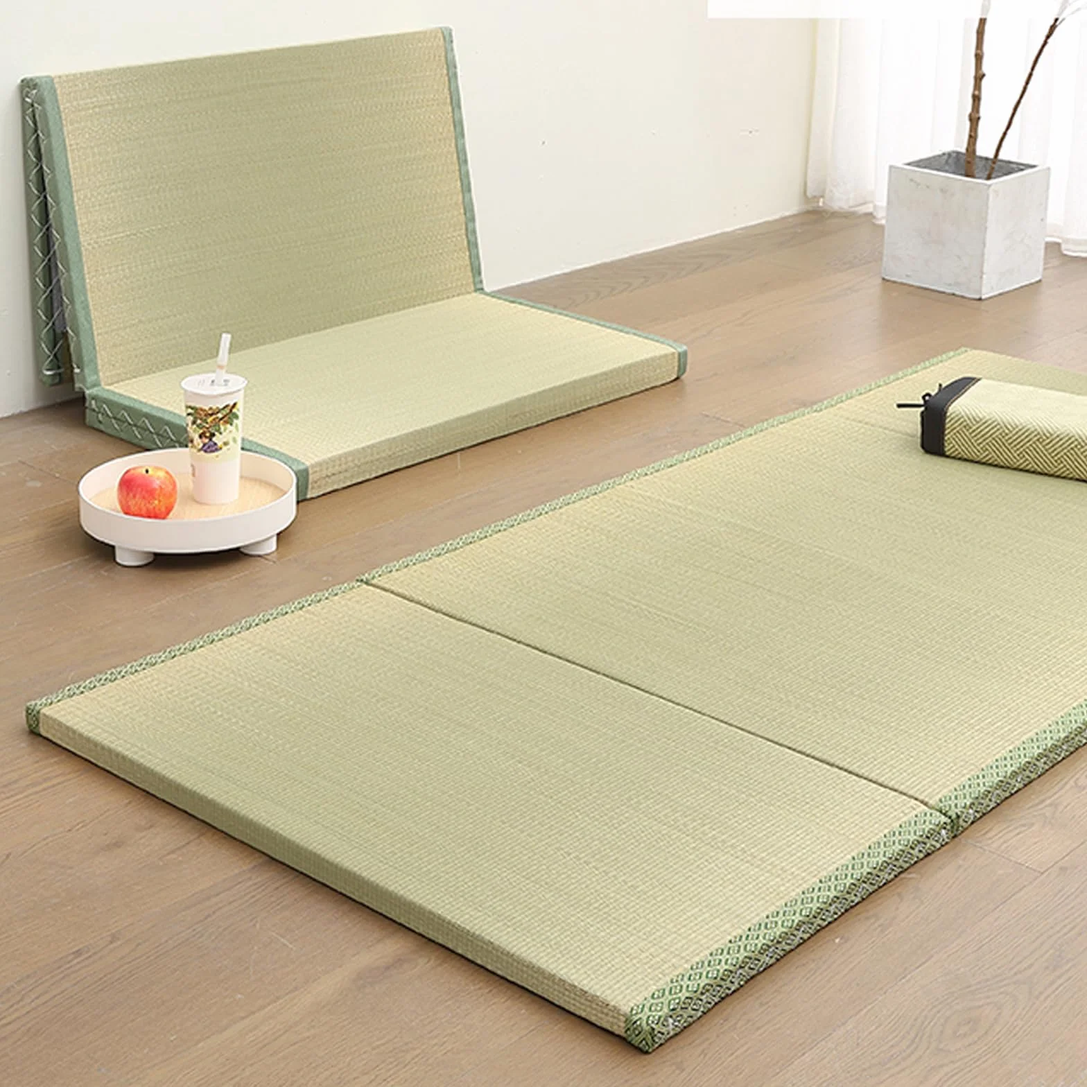 4-krotnie Japońska Mata Tatami, Naturalny Produkt Z Podłożem Bez Poślizgu, Mata Tatami Do Sypialni Herbaciarnia I Studia Jogi(Size:100X200X3..5cm)