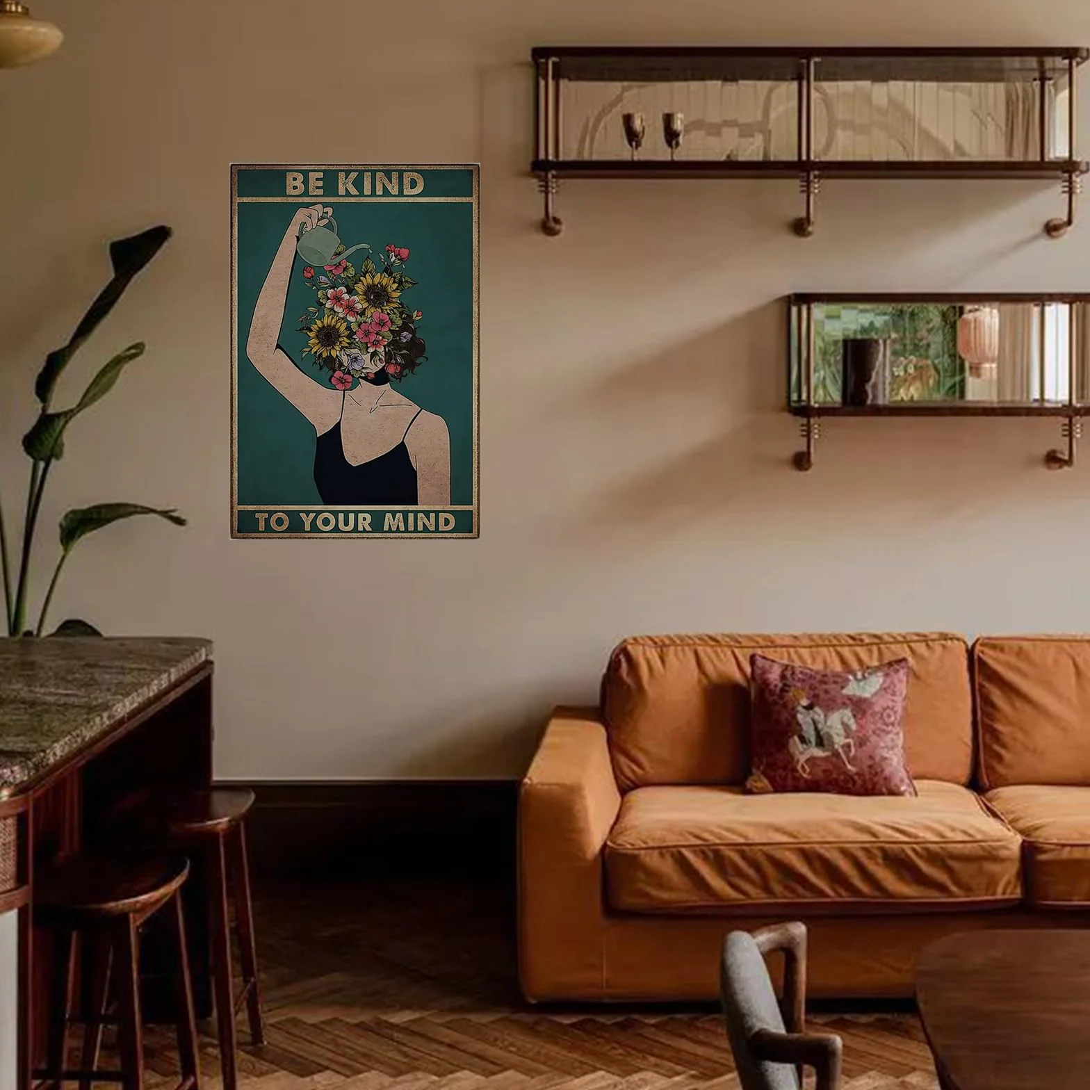 Nayyana plakat w stylu vintage hipisowska sztuka ścienna boho dla kobiet do biura domowego sypialni salonu
