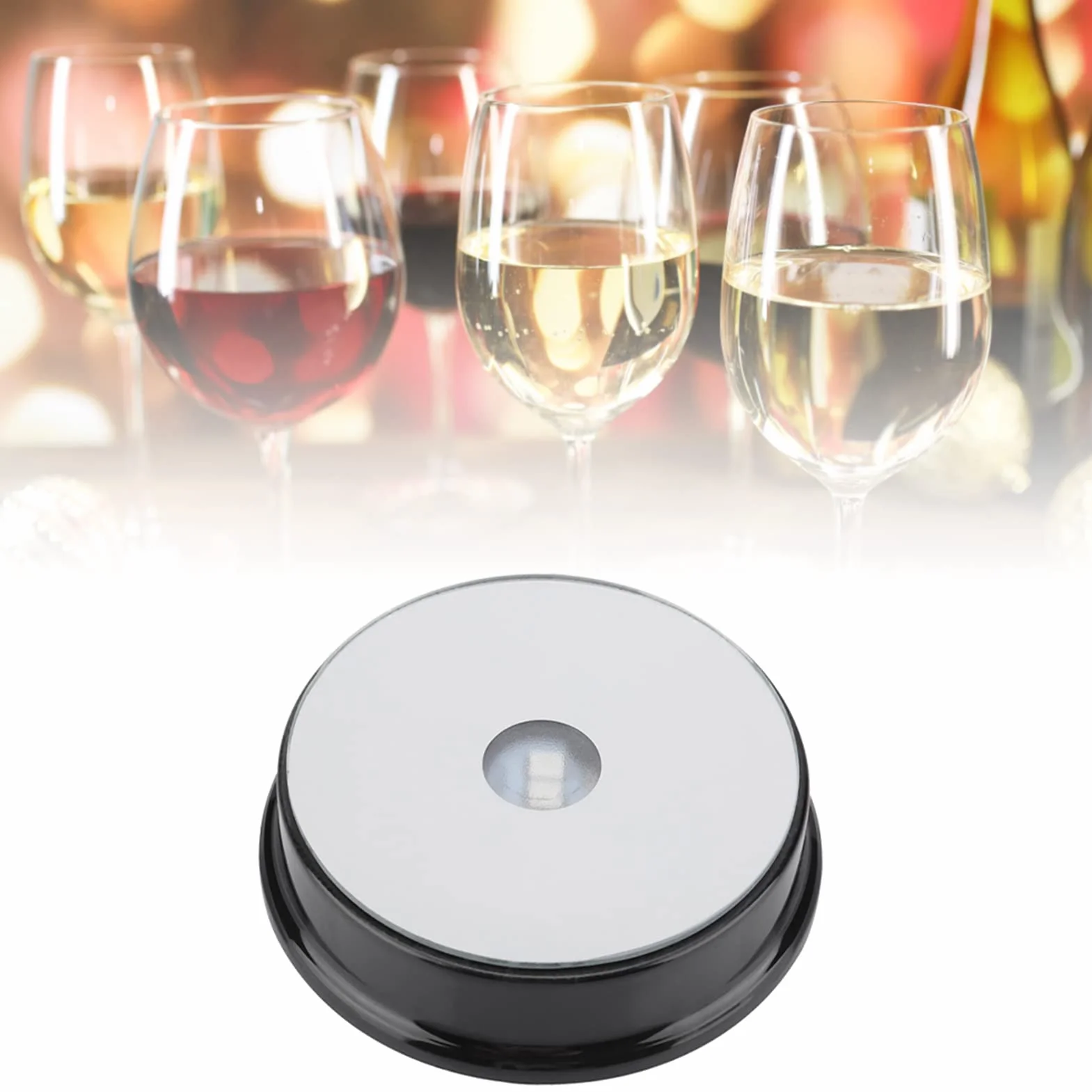 Ausla Podstawka LED, 4 sztuki, tworzywo sztuczne, siedmiokolorowe diody LED, okrągłe, kolorowe światło, kryształowa podstawa do szklanych butelek, sztuki kryształowej, figurki, dekoracji domu