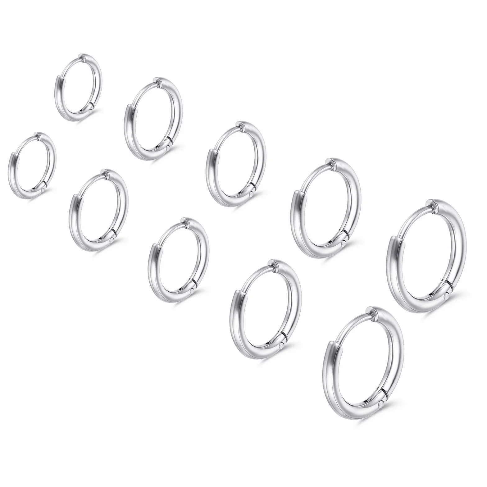 Nogeqi 5 par helix kolczyków do piercingu, srebrne, z stalicy, hipoalergiczne i lekkie