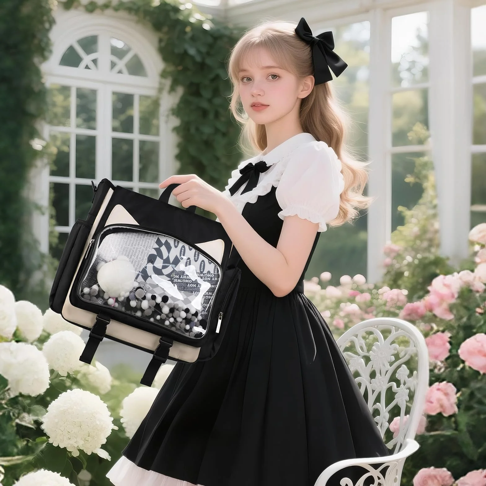 TINYAT Ita torba plecak do szkoły, kawaii, torba ekspozycyjna, estetyczny plecak dla kota, anime, cosplay, crossbody, torby kurierskie, dziewczyny, kobiety, studenci
