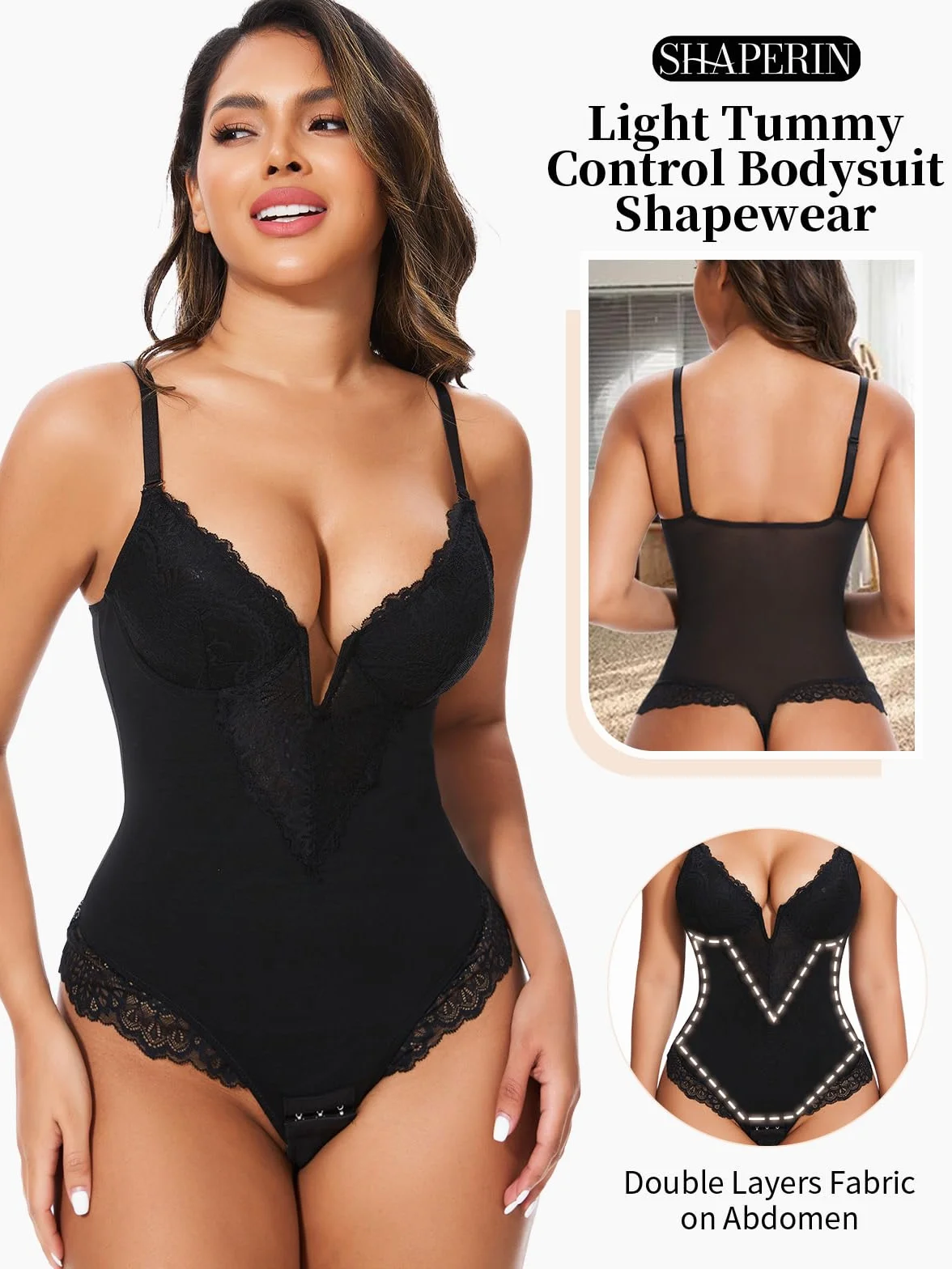 SHAPERIN Damskie body wyszczuplające wyszczuplające brzuch płaskie body stringi koronkowa bielizna modelująca body topy