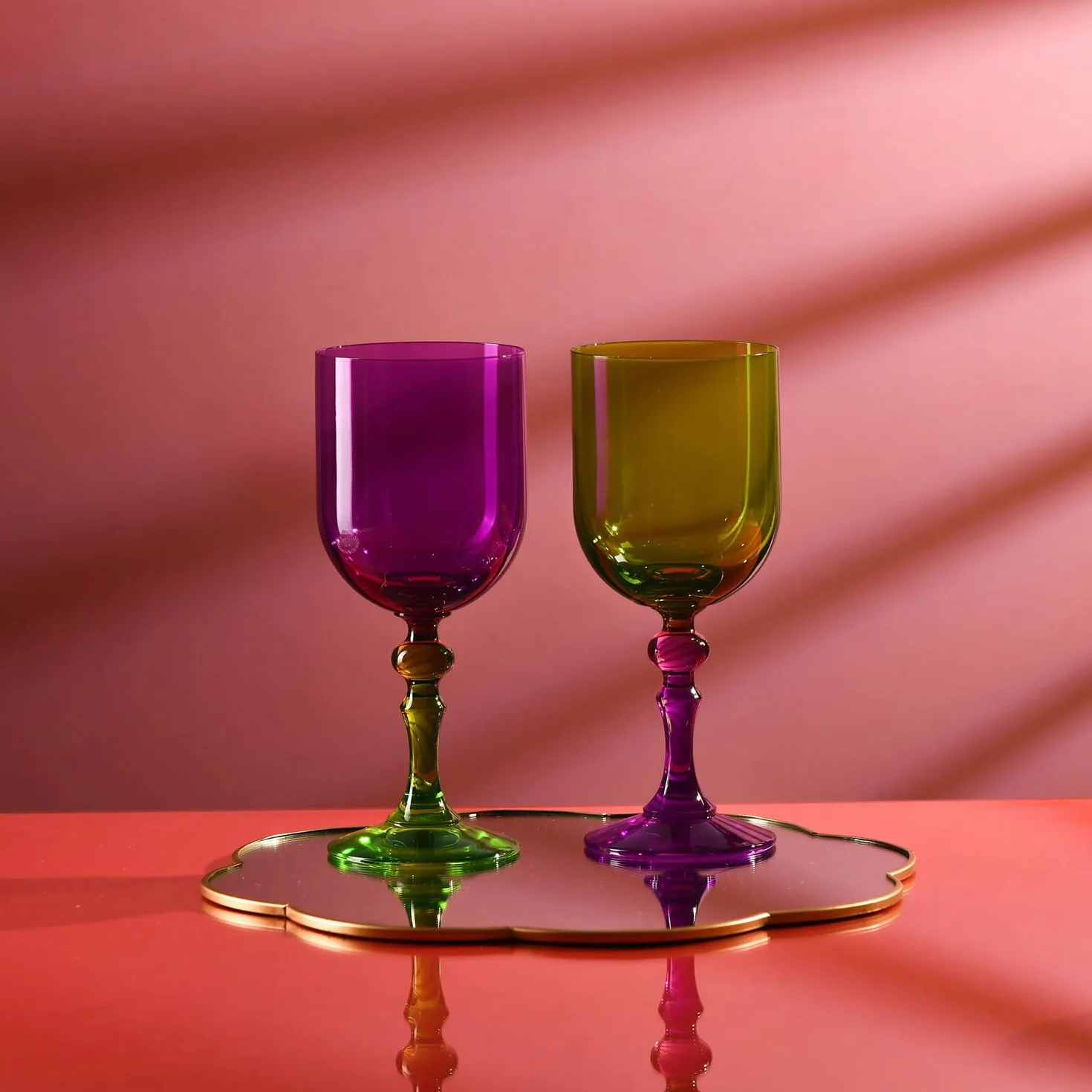 KROSNO – Kolorowe Kieliszki do Wina Czerwonego i Białego, Mocktails Wody – 2 x 300 ml – Kolekcja Bubble – Fioletowo-Zielone – Kryształ Bezołowiowy – Ręcznie malowane
