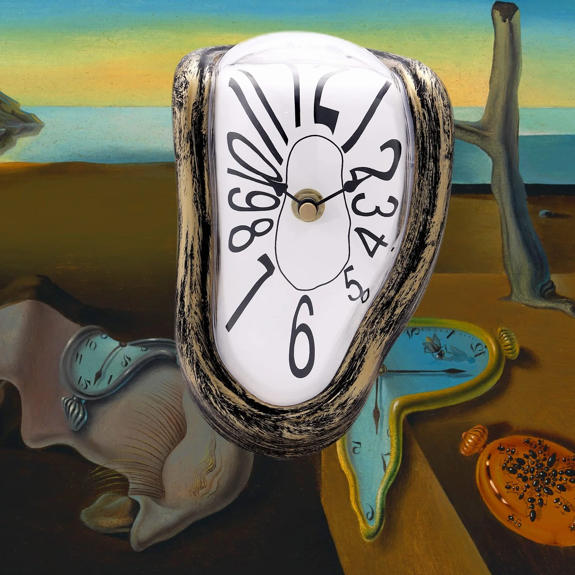 lafocuse Forever Salvador Dali zegar kwarcowy z cyframi arabskimi ciche do półki na stół biurkowy