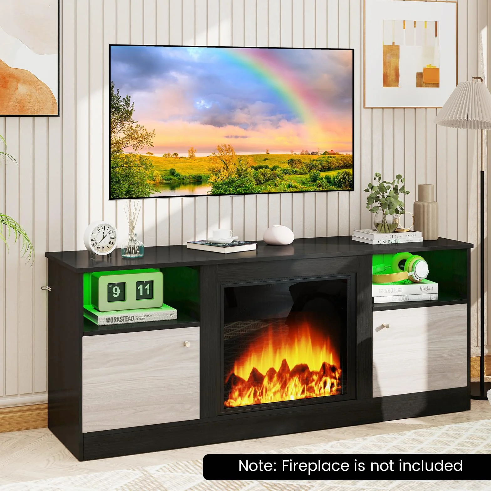 GIANTEX Szafka RTV pod telewizor z oświetleniem LED do telewizorów do 65 cali