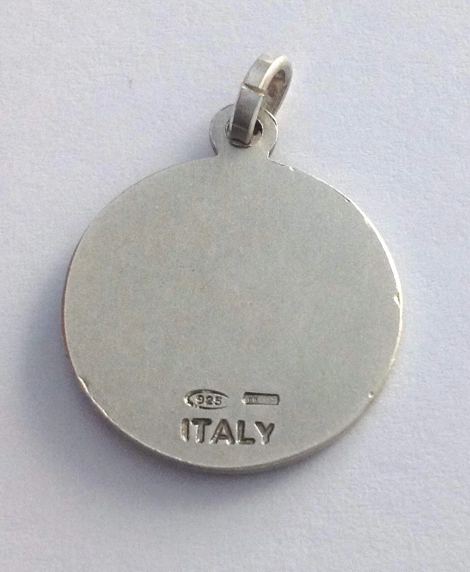 I G J Srebro wysokiej próby 925 Medal Najświętszego Serca Jezusa, Srebro szterlingowe, Bez kamieni szlachetnych