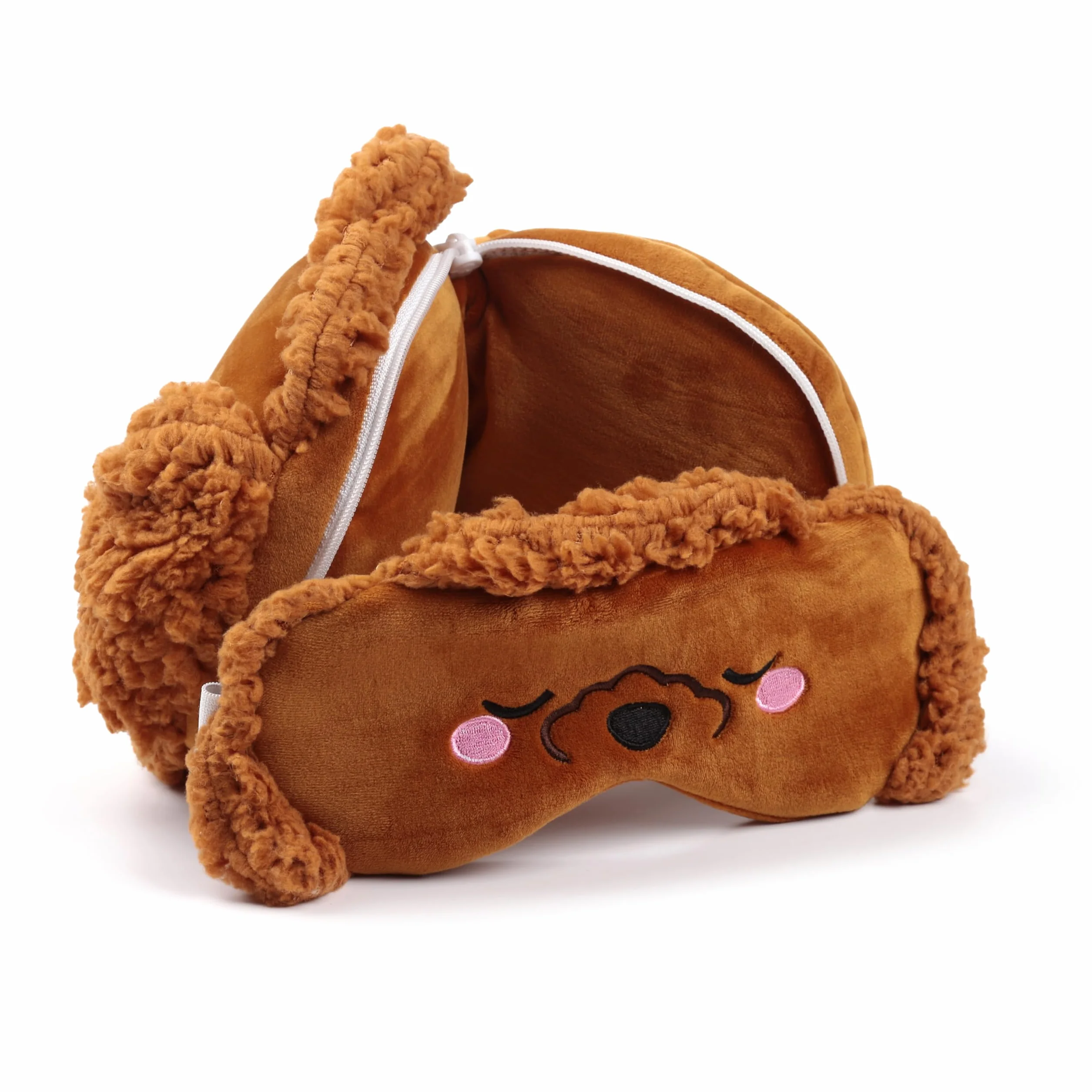 Puckator Poduszka podróżna z maską Relaxeazzz - Gigi Pudel - Miękkie zwierzęta, Wiele, 1 unité (Lot de 1)