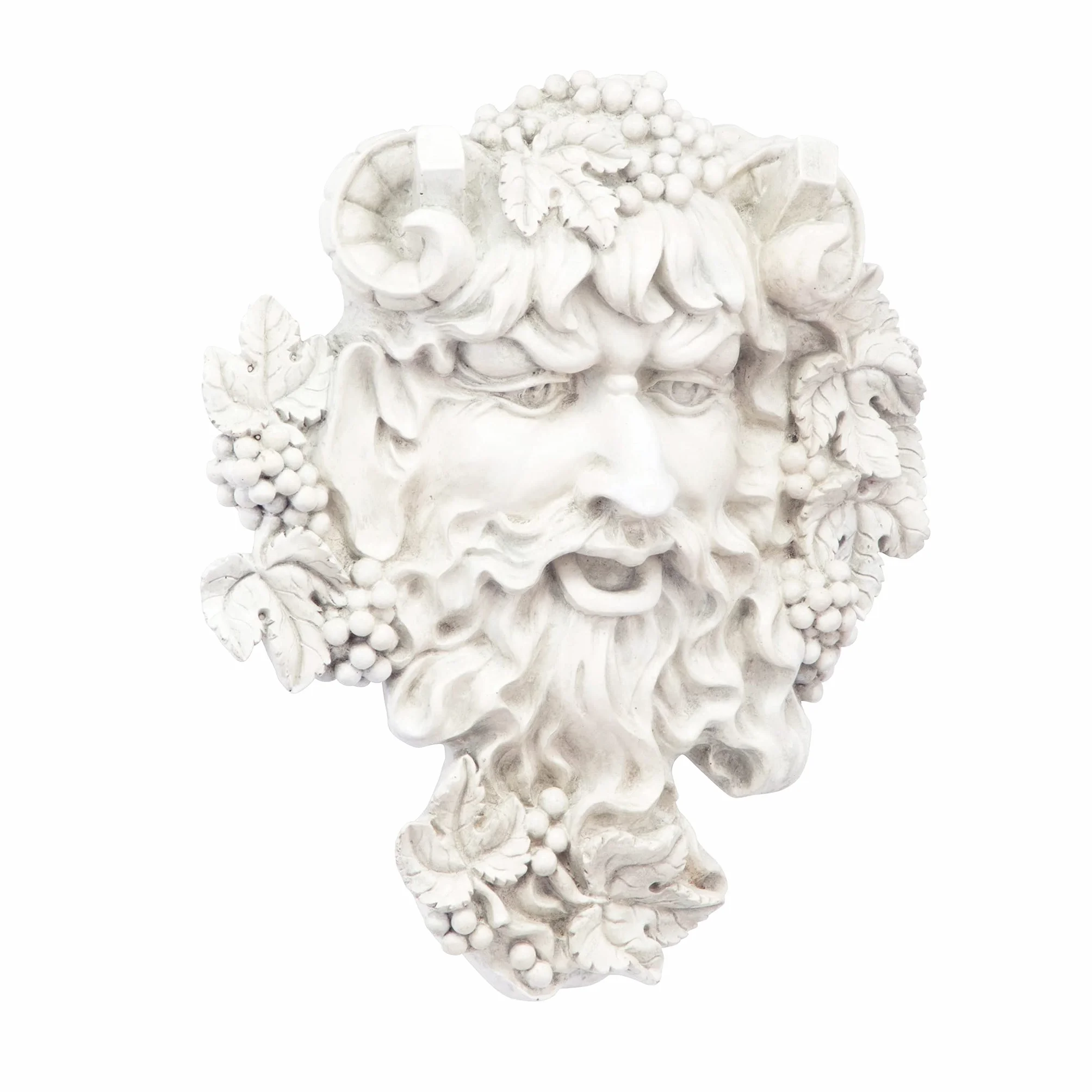 Design Toscano Bachus God of Wine Greenman rzeźba ścienna 30 cm żywica poliestrowa antyczny kamień