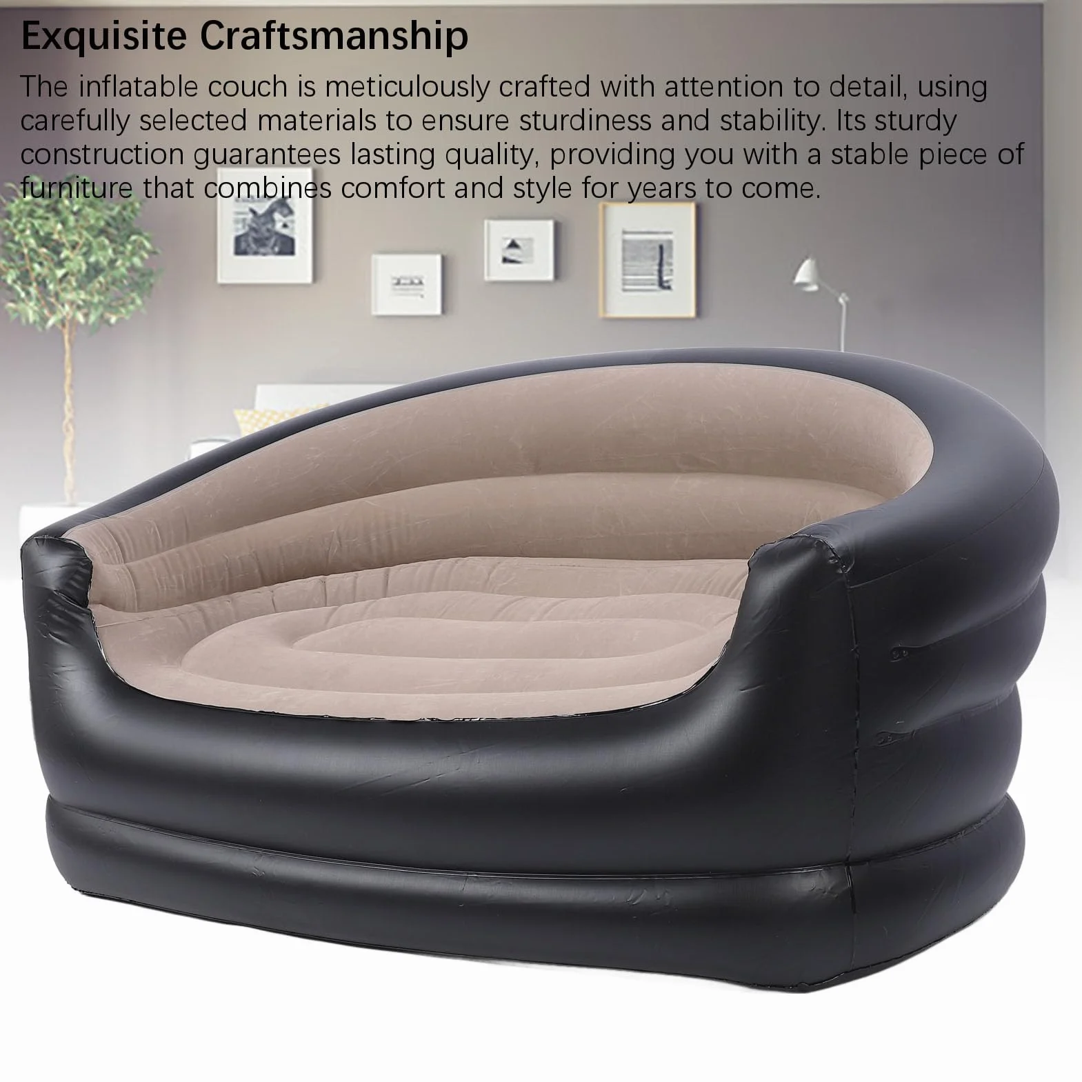 Nadmuchiwana Kanapa, Flodable Dmuchacie Kanapy w Leżaku Dwupasy Leżaki dla Dorosłych, Wygodna Przenośna Sofa Powietrzna z łatkami Naprawcze 2PC do Salonu, Podwórka, Biwakowanie