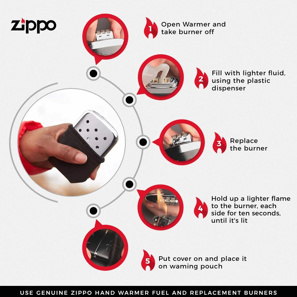 Zippo Ogrzewacz Dłoni 12 Godzin Ciepła Wielokrotnego Użytku Chromowany Polerowany
