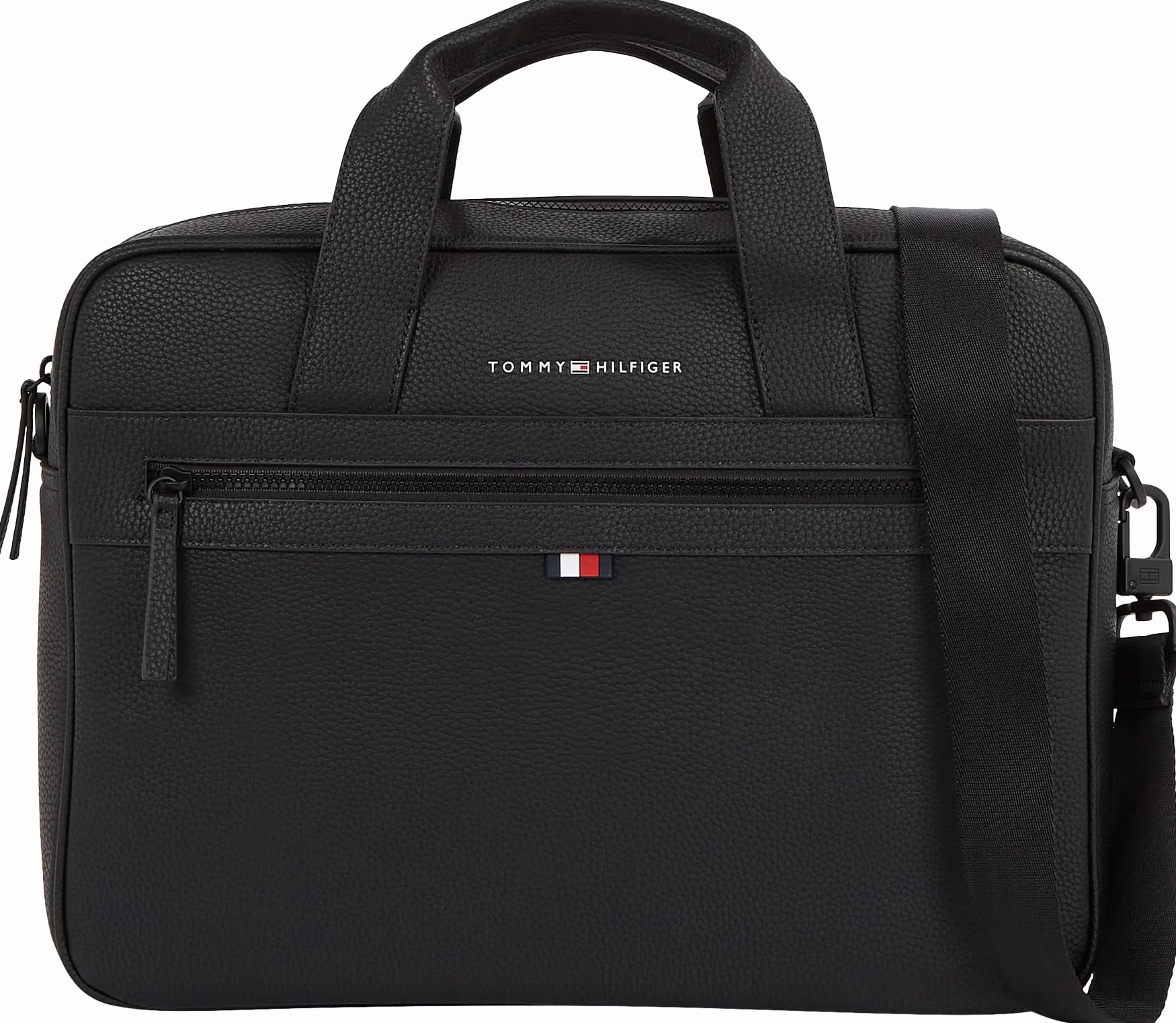 Tommy Hilfiger Mężczyźni Essential Pu Torba na Laptopa, Czarny, 50 x 30 x 10 cm