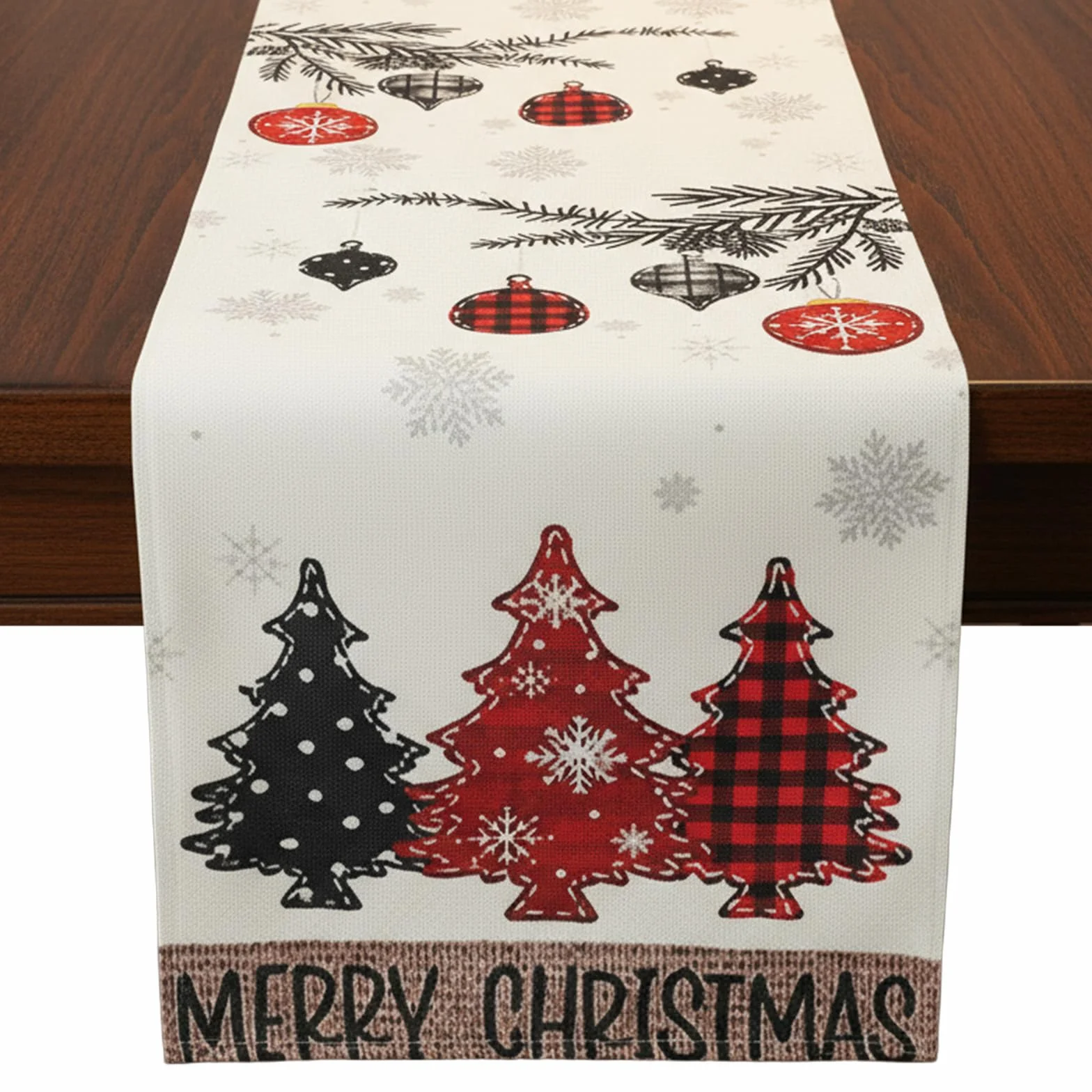 Bieżnik Świąteczny z Choinkami 33 x 183 cm dekoracja na wnętrze i zewnątrz