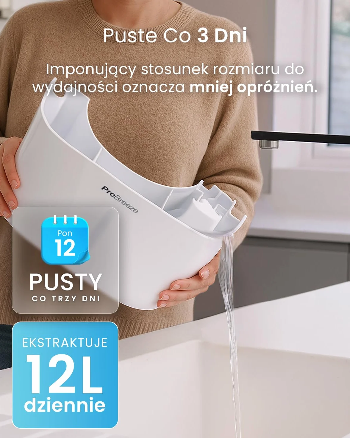 Pro Breeze Osuszacz Powietrza, Elektryczny Pochłaniacz Wilgoci Pleśni Kondensacji, Cichy Odwilżacz do Domu Łazienki Garażu Przyczepy Kempingowej, dla Dzieci Niemowląt, 24h Timer, Duży 1,8l Zbiornik