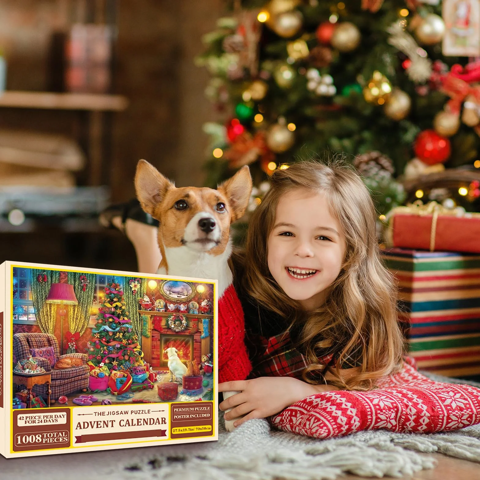 Kalendarz Adwentowy Puzzle Boże Narodzenie 24 Dni Odliczanie dla Dzieci Dorosłych Rodziny