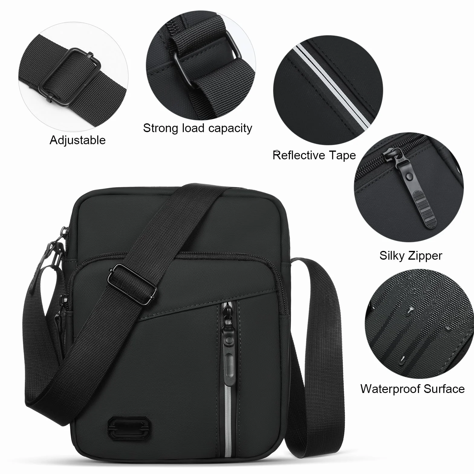 Aucuu Torba na ramię wodoszczelna męska listonoszka crossbody z wieloma kieszeniami
