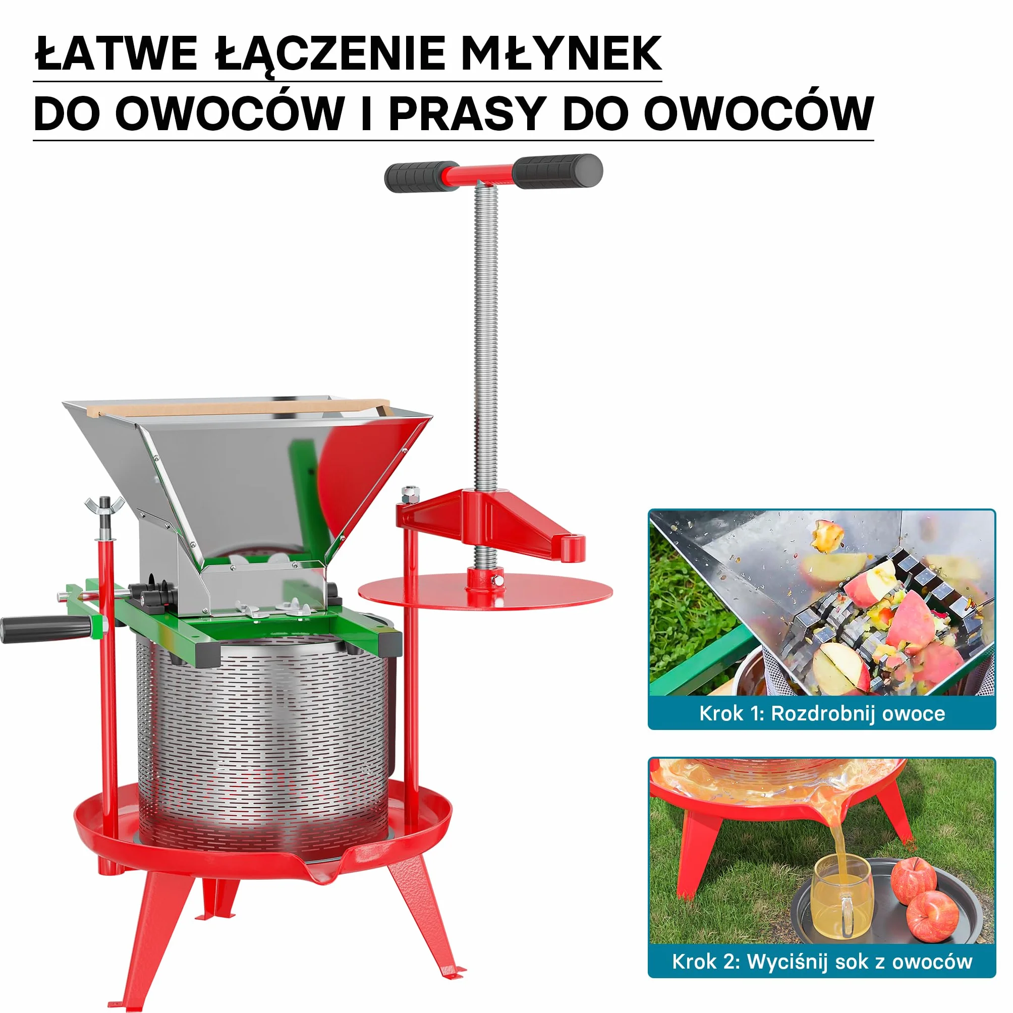 Wiltec Prasa ramowa do owoców 14 litrów ze stali nierdzewnej