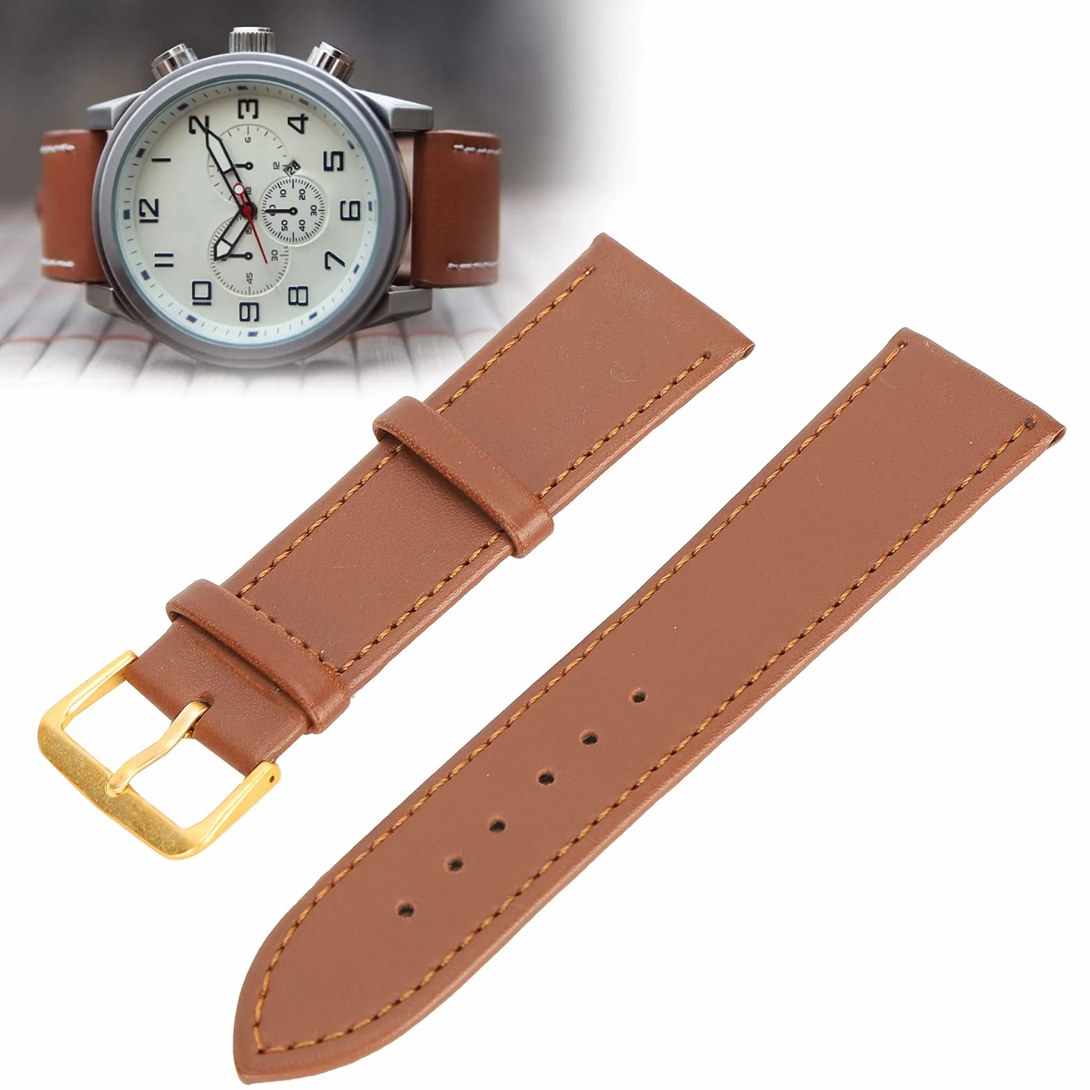 Pasek do zegarka ze sprzączką, pasek ze skóry PU Wygodny do zegarka do wymiany do ogólnego zastosowania do użytku profesjonalnego(22mm brown)
