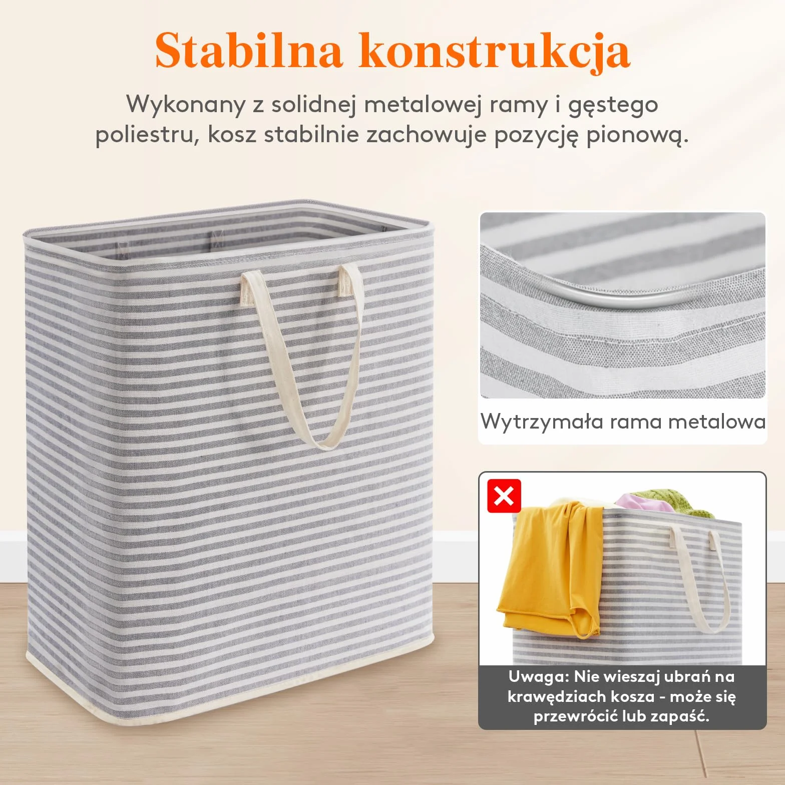 Lifewit Kosz na Pranie Składany Wodoodporny 100L Szary